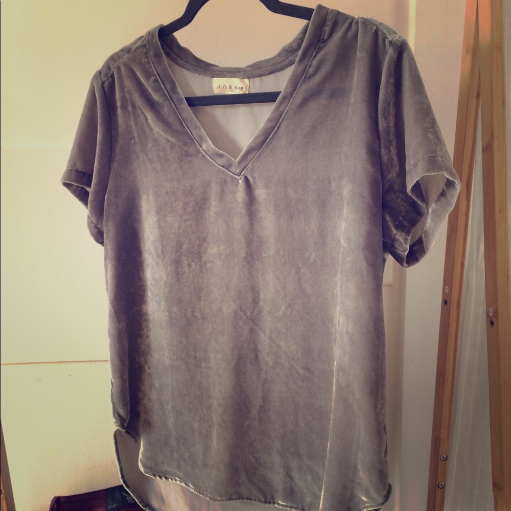 Cloth & Stone Silver Velvet High Low T-Shirt